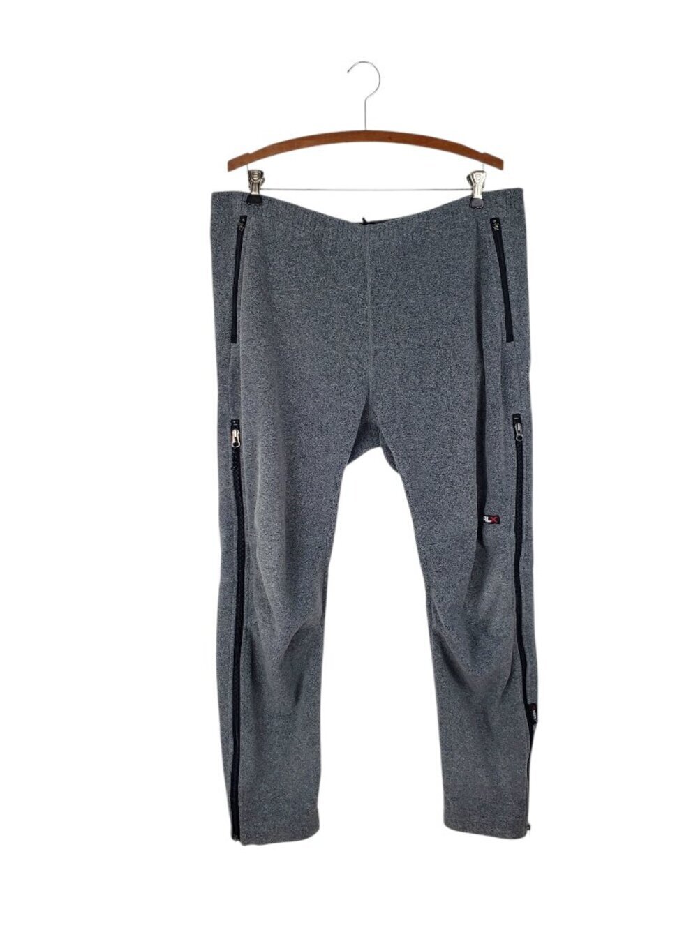 RLX Polo Sport Vintage Fleece Pants Zipper Leg Gray Polartec USA Mens Medium